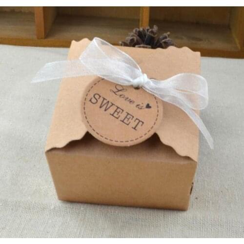 Brown Kraft Paper Box Party Gift Wedding Favors Candy Handmade Soap Jewelry Packing Vintage Boxes blank tag write by yourself