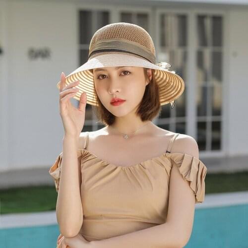 Summer Organza Sun Hats For Women Kentucky Derby Hats Elegant Flower Fishermans Hat Big Wide Brim Fedora Beach Church Party Cap