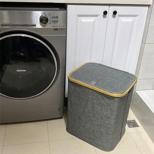 Multifunction Waterproof Laundry Basket With lid With Handle Large Bamboo Dirty Clothes/Toys/Debris Storage Basket 40.5X45X33cm