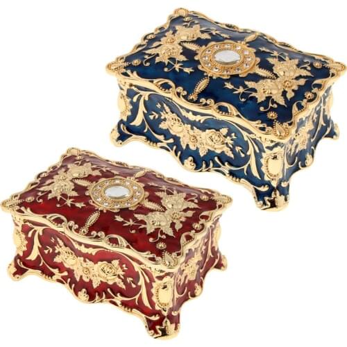 Fashion Novelty Jewelry Box Vintage Flower Carved Design Trinkets Case Chest