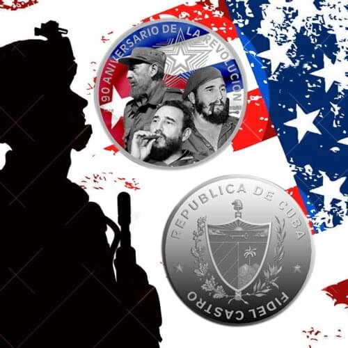 WR 999 Silver Plated Coin Fidel Castro Famous Person Colorful Coin 90th Anniversary Christmas New Year Gift Collection
