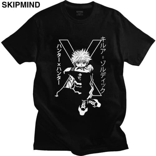 Killua Zoldyck T Shirt for Men Pre-shrunk Cotton Handsome T-shirt Crew Neck Short Sleeve Hunter x Hunter Tee Slim Fit Clothing