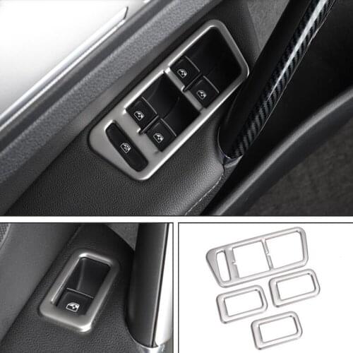For Volkswagen Golf 7 MK7 GTI Golf7 2013- 2017 2018 ABS Chrome Window Lift Switch Button Cover Trims Door Armrest Panel Frame