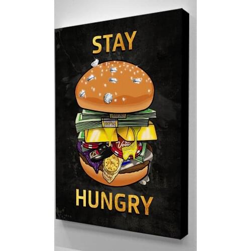 Wall Art Modular Hamburger Canvas Pictures Stay Hungry Home Decor Money Painting Prints Luxury Poster Living Room Cuadros Frame