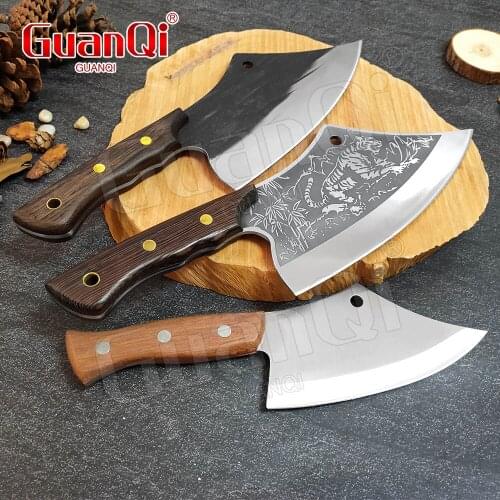 Forged Steel Knife Full Tang Chef Knife Butcher Cleaver Bone Cutter Outdoor Hunting Knife Meat Chopping Knife Boning Fish Knife