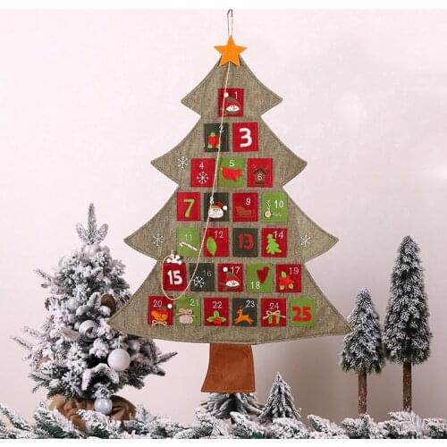 Christmas Advent Calendar Non-woven Fabric Christmas Tree Calendar Christmas Decorations For Home Navidad Pendant