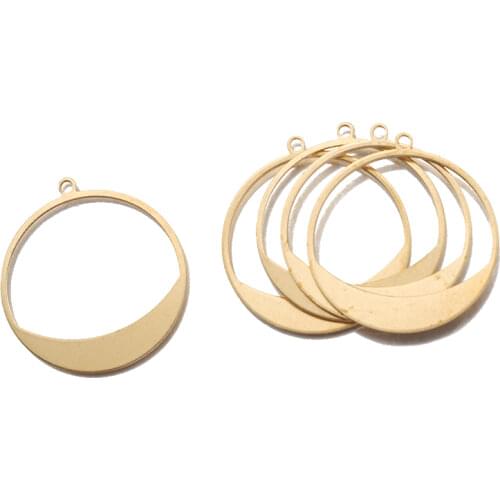 20pcs Raw Brass Round Earring Charms Hanging Pendants For Handmade Earrings Jewelry Findings Making 28*30mm