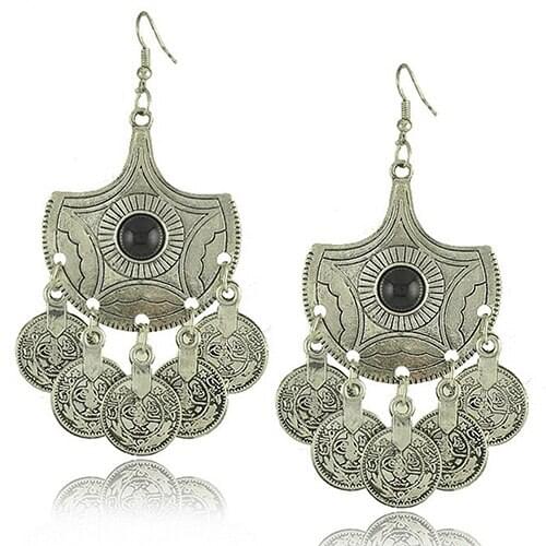 Arrival Women Vintage Antique Tone Hook Chandelier Coin Pendant Long Earrings Eardrop