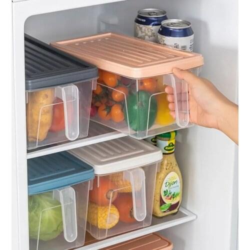 Refrigerator Storage Box Food Dumplings Egg Fresh-keeping Box Vegetables and Fruits Transparent Sealed Box with Lid and Handle