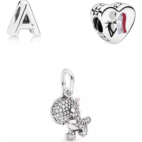 High Quality Original Charm Bracelet 925 Sterling Silver Paving Dinosaur Letter A Christmas Pendant Charm DIY Jewelry Wholesale