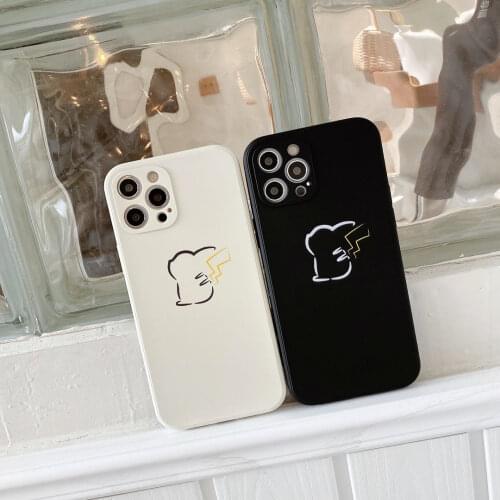 Anti-fall Pokemon Pikachu Phone Case for IPhone11 11pro 12 12pro Iphone7 8P X XS XR XSMAX Cute Cartoon Silicone Case Couples