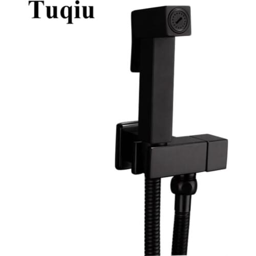Toilet Bidet Faucet square black Single Cold Bathroom Toilet Shower Blow-fed Spray Gun Nozzle Bidet Faucet Bathroom Hardware