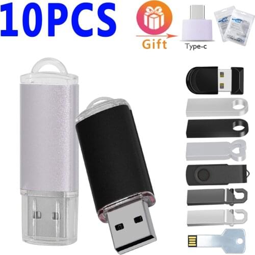 10pcs/lot Keychain USB Flash Drives 64GB 32GB 16GB 8G 4GB Customize Pendrive 128GB USB Flash 2.0 Memory Card U Stick Cle usb 2.0
