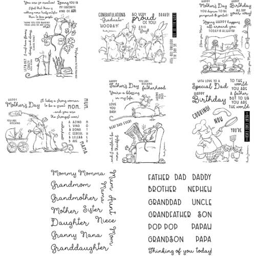 Cutting Die And Stamp Sentence Phrase Mouse Family Mothers Day Fathers day Embossed Paper Card For DIY Scrapbook 2021 New