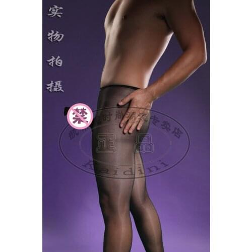 High Quality DOYEAH Sexy Mens Lingerie 10 Deniers Sheer Long Trunk Pantyhose Fottless Tights w/ Opening Penis Sheath Nude
