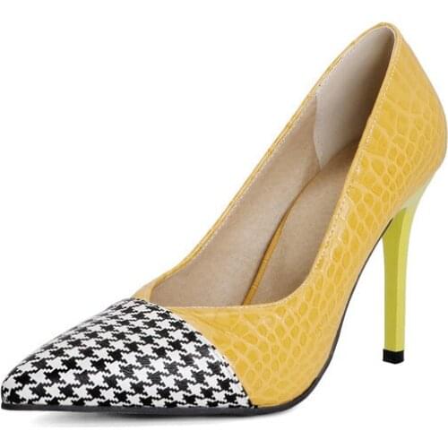 YMECHIC 2021 Women Sexy Pumps Extreme High Heels 10cm Rome Stilettos Ladies Pointed Toe Shoes Slip-on Yellow/blue/black Heels