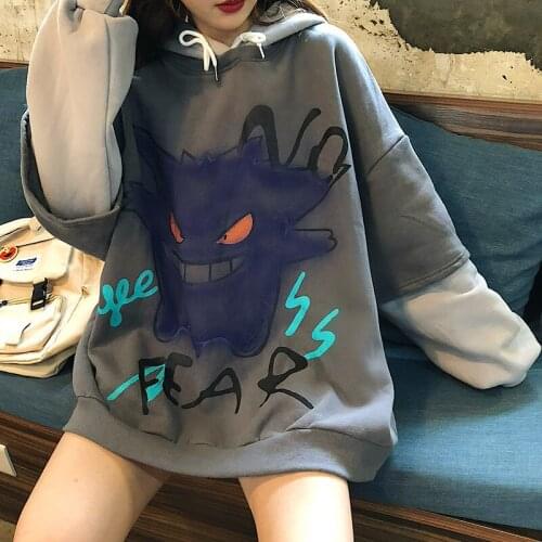 Woman Winter Doodling Print Hoodies Harajuku Oversized Hoodie Long Sleeve Pullover Loose Cute Hoodie Funny Thick Sweatshirt