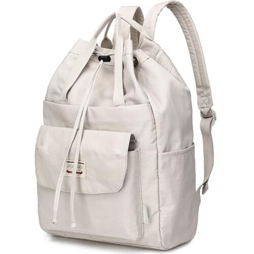 Women Casual Canvas Backpack Schoolbag Drawstring Female Backpacks Womens 15.6-inch Laptop Backpack Travel Tags Mochila Mujer