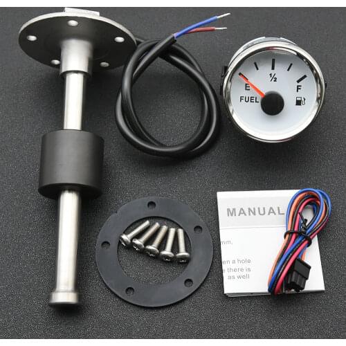 0-190ohm 52mm Boat Car Fuel Level Gauge + Fuel Sender Unit Sensor Auto Digital Water Level Gauge Sensor 100-600mm 12V/24V