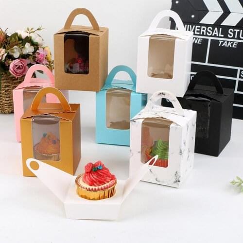 10Pcs 1 Position Handhold Cupcake Muffin Mousse Paper Packing Box Container Cupcake Muffin Mousse Paper Packing Box Container