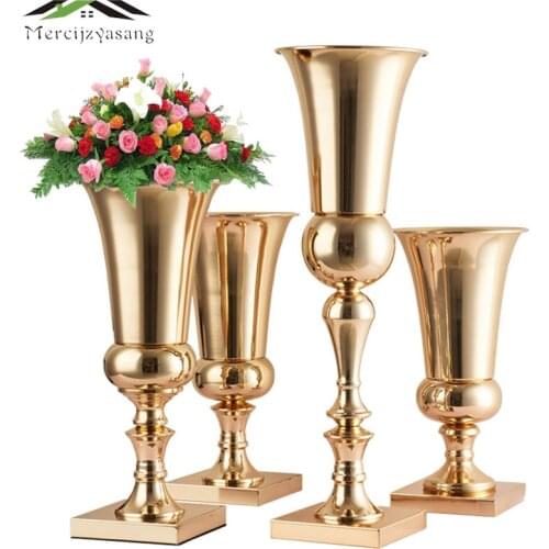 10PCS Tabletop Vase Metal Wedding Flower Vase/Stand Table/Wedding Centerpieces Gold Flowers/Floor Vases For Party Decoration 026