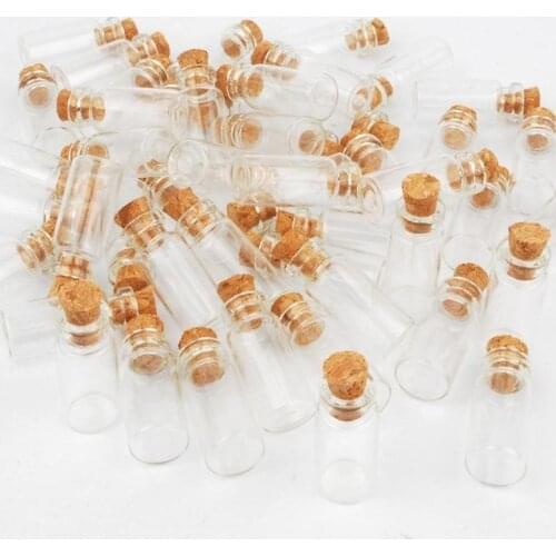 10pcs Glass Bottle With Composite Cork Tube Bottle DIY Necklace Bottle Storage With Wooden Stopper Cork Stoppered Tube Bottles