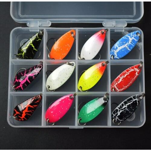 12Pcs/Box Colorful Fishing Lures Sequin Spoon Wobbers Baits Sequin Spoon Baits Hard Bait Bass Tackle Tackle Fishing Accessories