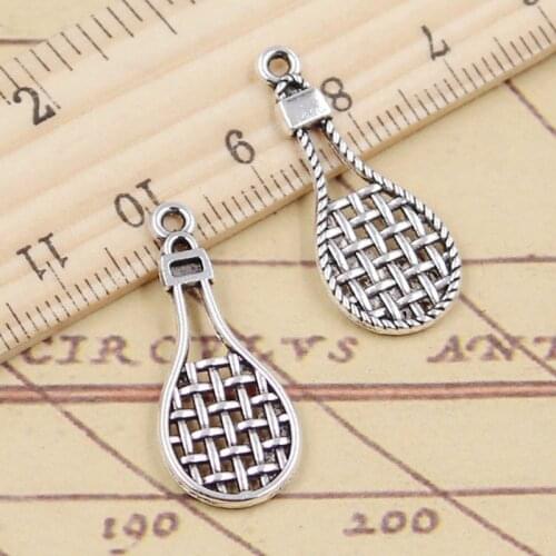 20pcs Charms Tennis Racket Badminton Racket 29x12mm Tibetan Silver Color Pendants Antique Jewelry Making DIY Handmade Craft