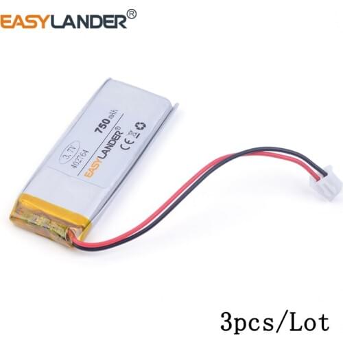 3pcs/Lot 3.7v lithium Li ion polymer rechargeable battery XHR-2P 2.54 750mAh 402764 monitor interphone toys 042764