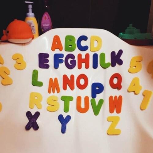 36PCS Alphanumeric Letter Puzzle Bath Toys Soft EVA Baby Kids Bathroom Water Toys Early Educational Bathing Toy Puzzle DIY Toy