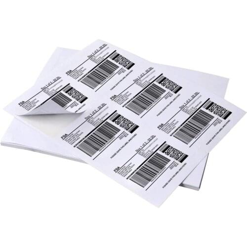 4 x 3.33 Rectangle Shipping Labels - Permanent, White Matte - Wine, Pallet Labels - 6-Up - Pack