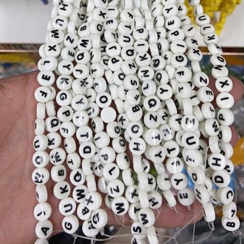 5 Strand about 40 pieces ceramics bead per strand A-Z letter Beaded strand Jewelry Accessories Jewelry Necklace Gift 9937