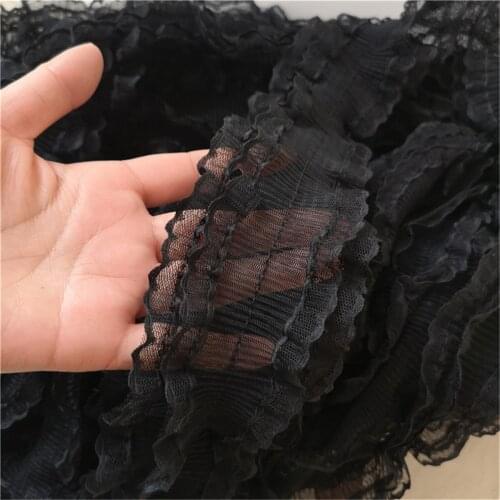 50cm Ruffled Lace Trim Pleated Edge Ribbon Chiffon Curtain Dress Sewing Craft