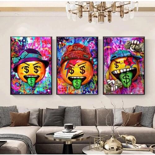 Abstract Graffiti Art Tongue Dollars Canvas Paintings Wall Art Poster Prints Wall Pictures for Living Room Home Cuadros Decor