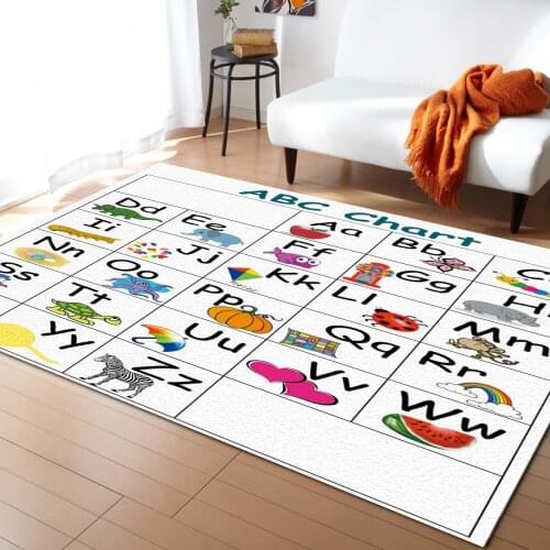 Abc Chart Alphabet Of Cartoon Animals Carpets for Living Room Bedroom Decoration Teenager Rug Home Kitchen Floor Mat