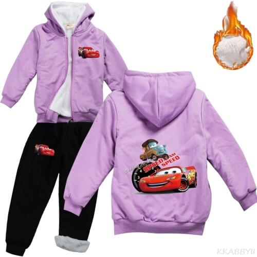 Cars McQueen Boys Girls Cotton Clothing Sets Kids Outfits Hoodies Sweatshirt+Pant 2Pcs Tracksuit Children