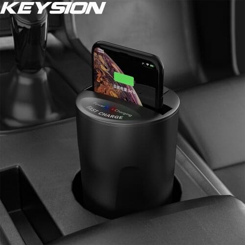 KEYSION Fast Qi Wireless Charger for iPhone XS Max XR X Car Cup Holder Charging Stand for Xiaomi Mi 9 for samsung S10 S9 NOTE 9