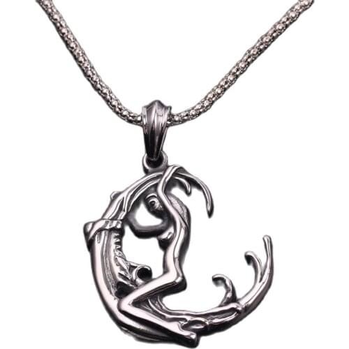 Crescent Moon Goddess Wicca Witchcraft Witch Gothic Magic Amulet Talisman Men Pendant Collare Necklace For Women Jewelry