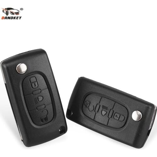 Dandkey 15pcs/lot Flip Remote Key Case Shell Fob For Citroen C2 C3 C4 C5 C6 C8 3 Buttons Car Key Cover HU83 VA2 Blade