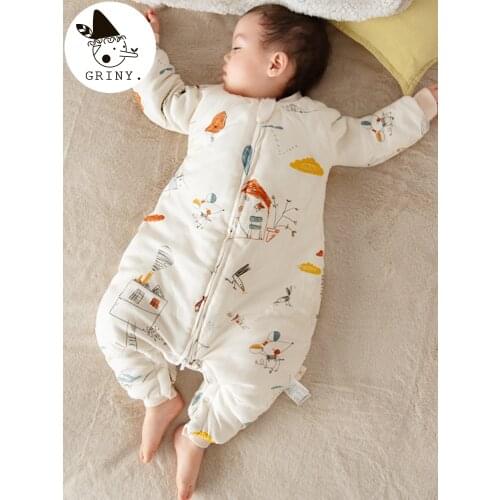 Baby Cute Pure Cotton Sleeping Bag Full Sleeve Newborn Cartoons Sleep Sack With Legs Saco Bebe Newborn Accessories BK50SD