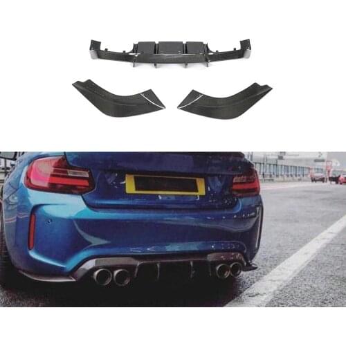 3PCS Real Carbon Fiber Rear Bumper Diffuser Lip Refit Factory Splitter For BMW F87 M2 M2C Coupe 2-Door 2016-2020 2019 2017 2018