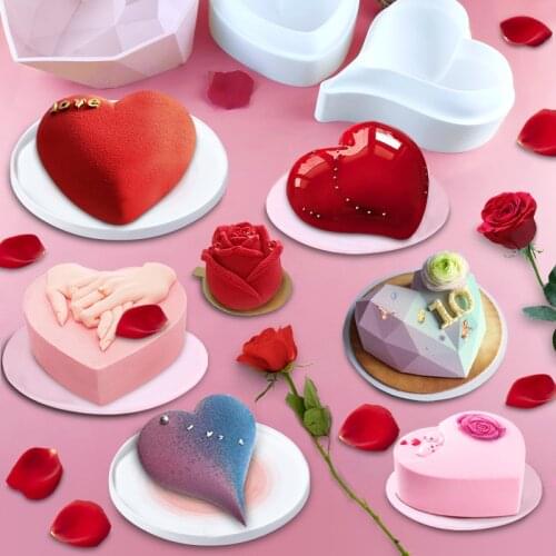 3D Heart Shape Diamond Love Chocolate Moulds Candy Mold For Wedding Baking Mousse Dessert Silicone Candy Molds