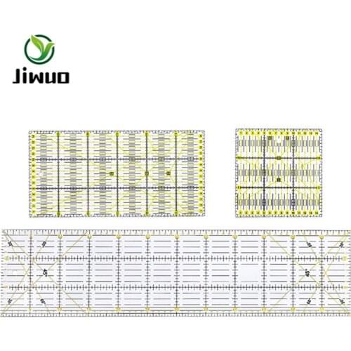 Jiwuo 3Pcs/Set 15*60cm Plastic Rectangular Square Cloth Cutting Ruler Acrylic Quilting Measuring Ruler Patchwork Sewing Supplies