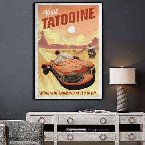 Star-Wars Movie Canvas Art Paintings Retro Disney Poster and Print Wall Art Picture for Cafe Bar Restaurant Home Decoration Gift