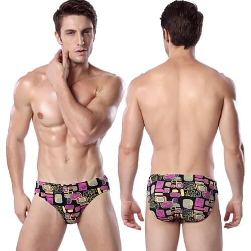 Classic Design Mens Swimming Shorts 2020 European Swimwear for Men Vintage Prints Mens Bathing Shorts Male Mens Sheer Swimwear