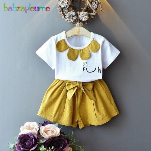 2Piece Set 2020 Summer Baby Girls Boutique Outfits Cartoon Cute Cotton T-shirt+Shorts Kids Clothes Children Clothing BC1751-1