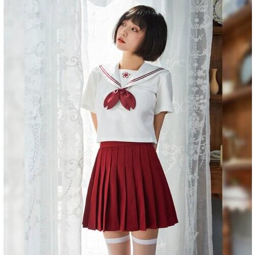 Jimiko sexy cherry blossom sailor School Girl outfit jk student uniform pleated skirt suit Japanese costumes cosplay lingerie