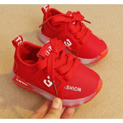 Daclay Boys Girls Sneakers Baby Mesh Knitted Shoes Breathable Fashion LED Light Shoes for Kids