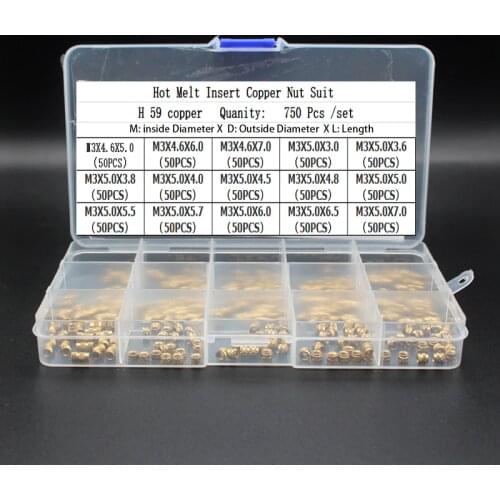 Brass Hot-melt Inlaid Nut Set SL Double Twill Knurled Injection Molded Brass Nut Set Heat-formed Copper Thread Inlaid Nut Set