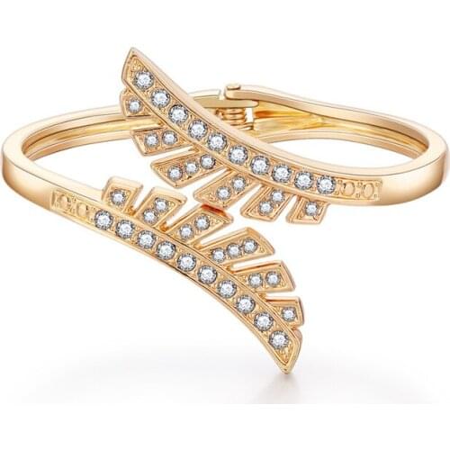 ORNAPEADIA Hot Selling Bracelet Wholesale European and American Fashion New Personality Bracelet Minimalist Wild Feather Crystal